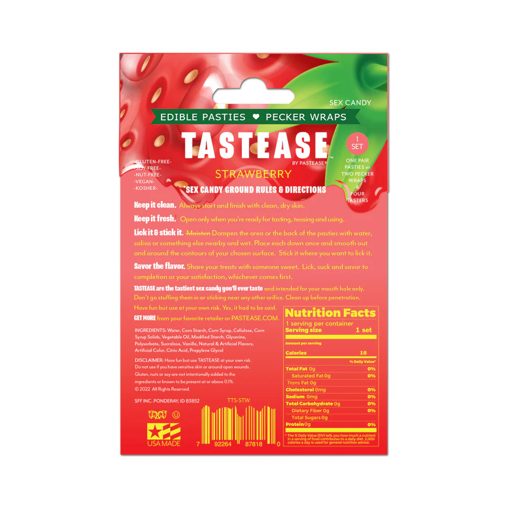 Tastease by Pastease Strawberry Candy Edible Pasties & Pecker Wraps - Image 2