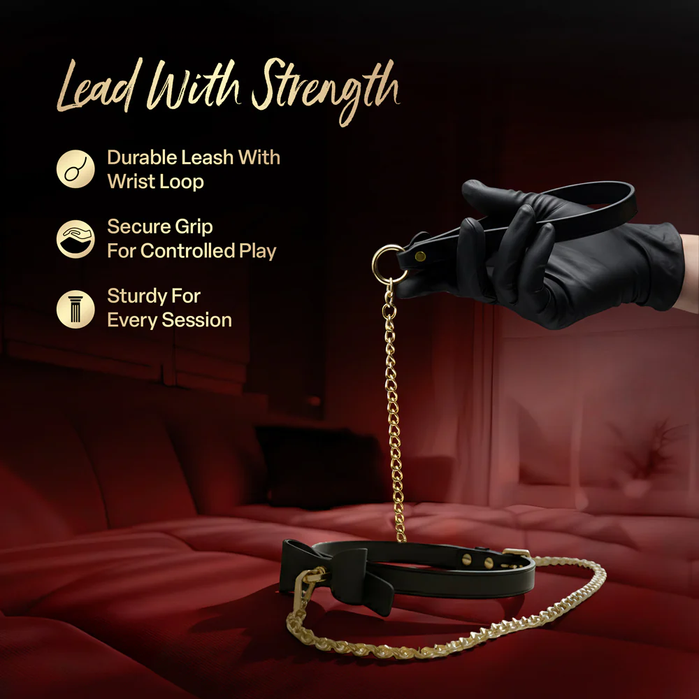 Temptasia Ardor Collar & Leash Black with Bow - Image 10