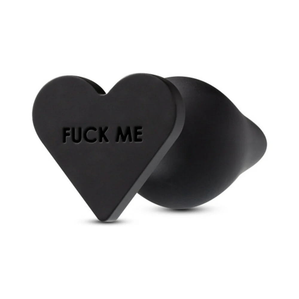 Temptasia 'Fuck Me' Silicone Anal Plug with Heart-Shaped Base Black - Image 3