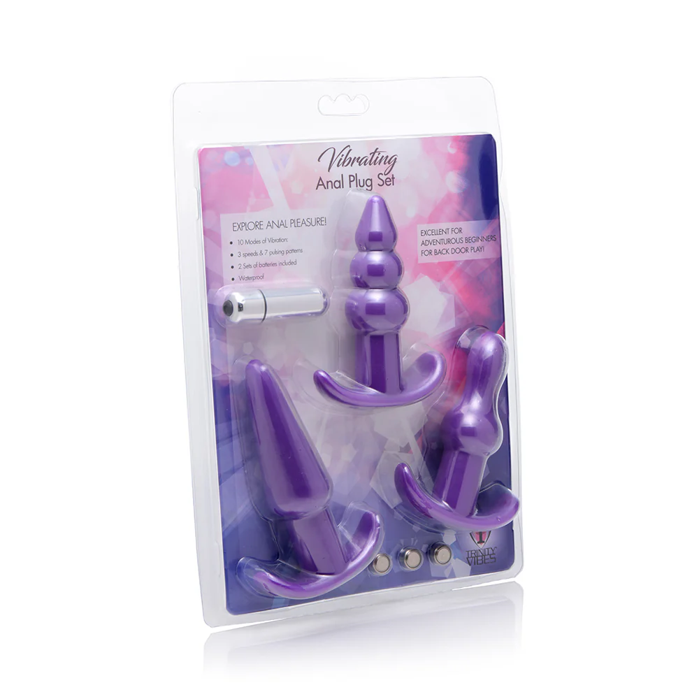 Trinity Vibes 3 Piece Vibrating Anal Plug Set Purple - Image 8