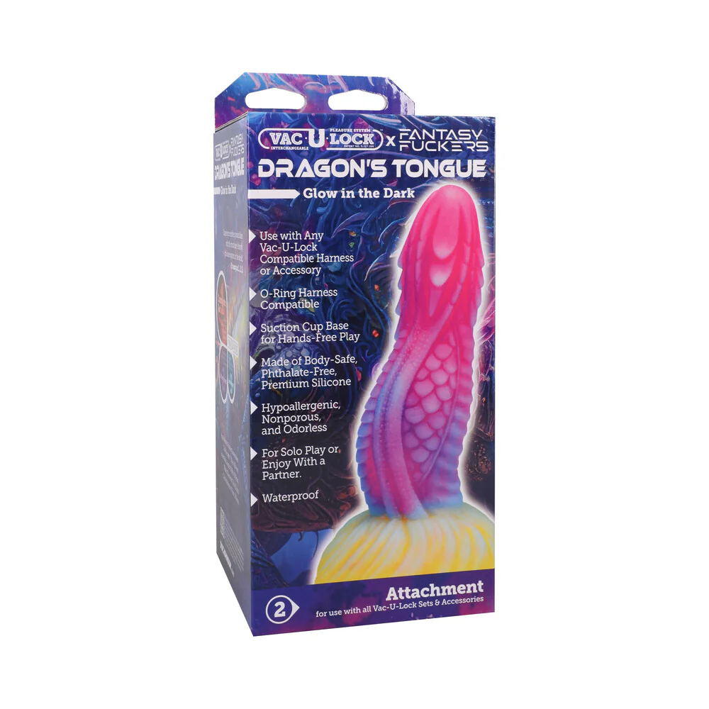 Vac-U-Lock x Fantasy Fuckers Glow-in-the-Dark Dragon's Tongue Multi-Color