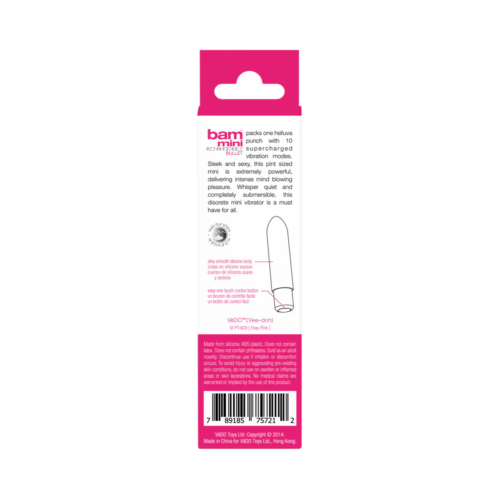 VeDO Bam Mini Rechargeable Bullet Vibe - Foxy Pink - Image 7