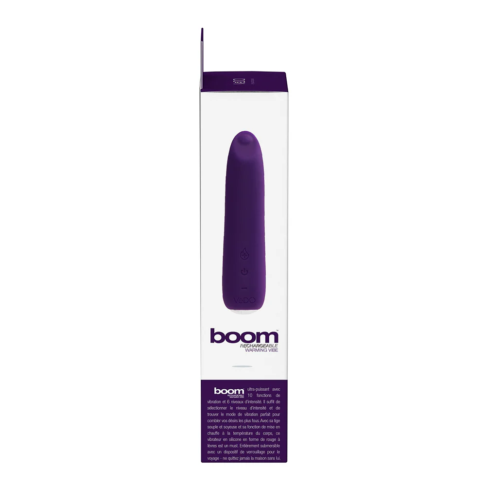 VeDO Boom Rechargeable Warming Silicone Slimline Vibrator Purple - Image 6