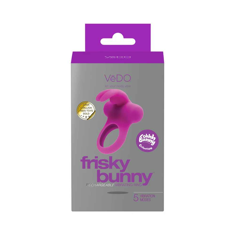 VeDO Frisky Bunny Rechargeable Vibrating Ring - Perfectly Purple - Image 5