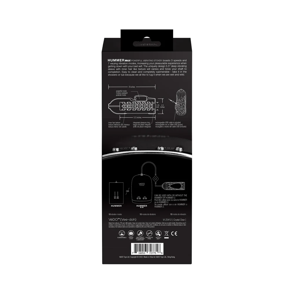 Vedo Hummer 2.0 Rechargeable Vibrating Sleeve Black Pearl - Image 7