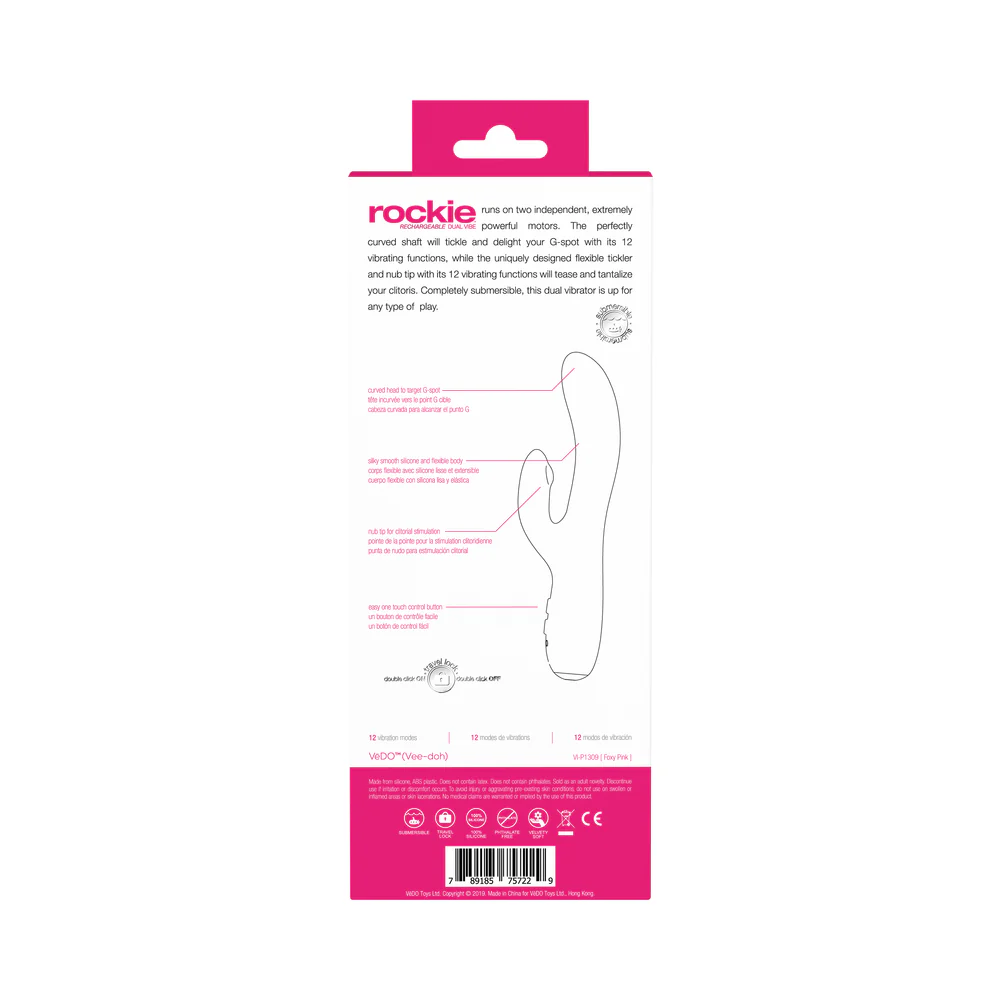 VeDO Rockie Rechargeable Dual Vibe - Foxy Pink - Image 8