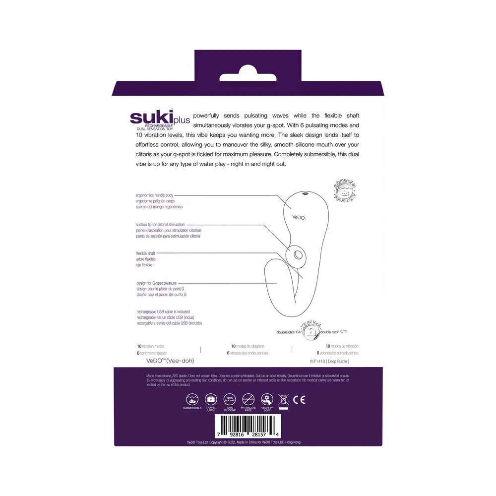 VeDO Suki Plus Rechargeable Dual Sonic Vibe Deep Purple - Image 8