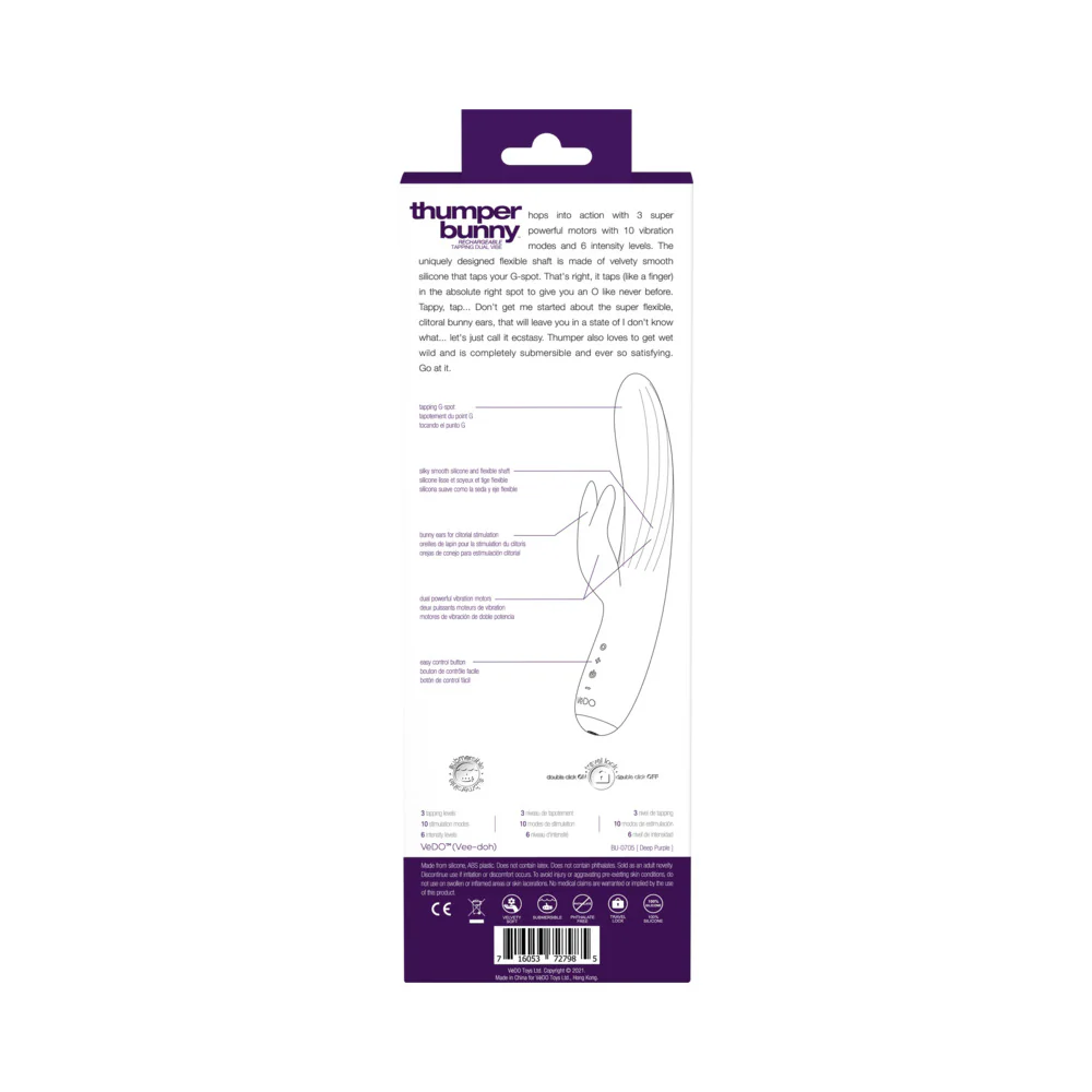 Vedo Thumper Bunny Rechargeable Dual Vibe Deep Purple - Image 6