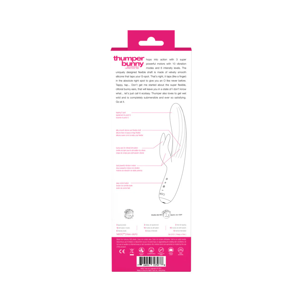 Vedo Thumper Bunny Rechargeable Dual Vibe Pretty Pink - Image 6