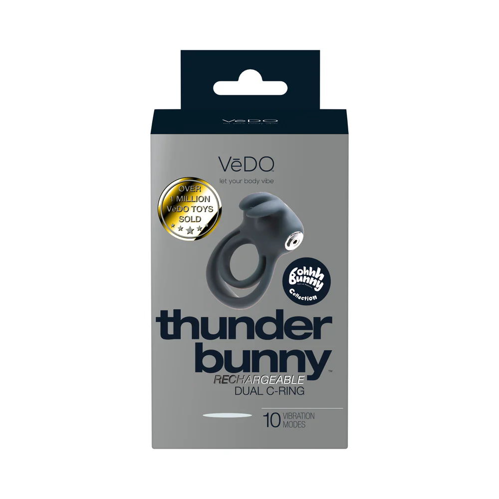 VeDo Thunder Bunny Rechargeable Dual Cockring Black - Image 5