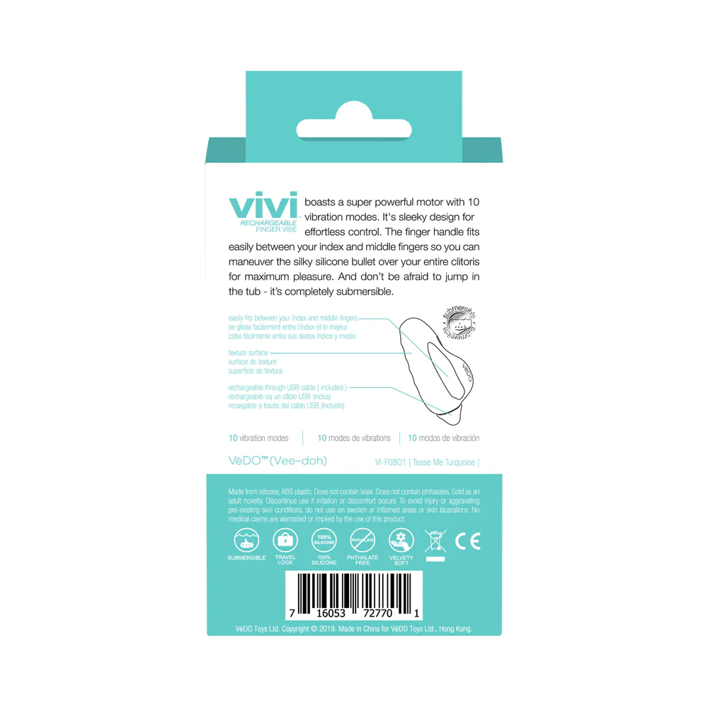 Vedo Vivi Rechargeable Finger Vibe Tease Me Turquoise - Image 8
