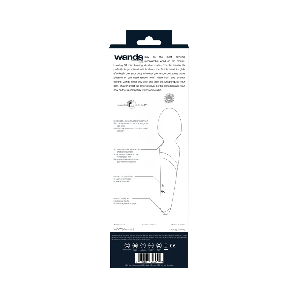 VeDO Wanda Rechargeable Wand Vibe - Just Black - Image 8