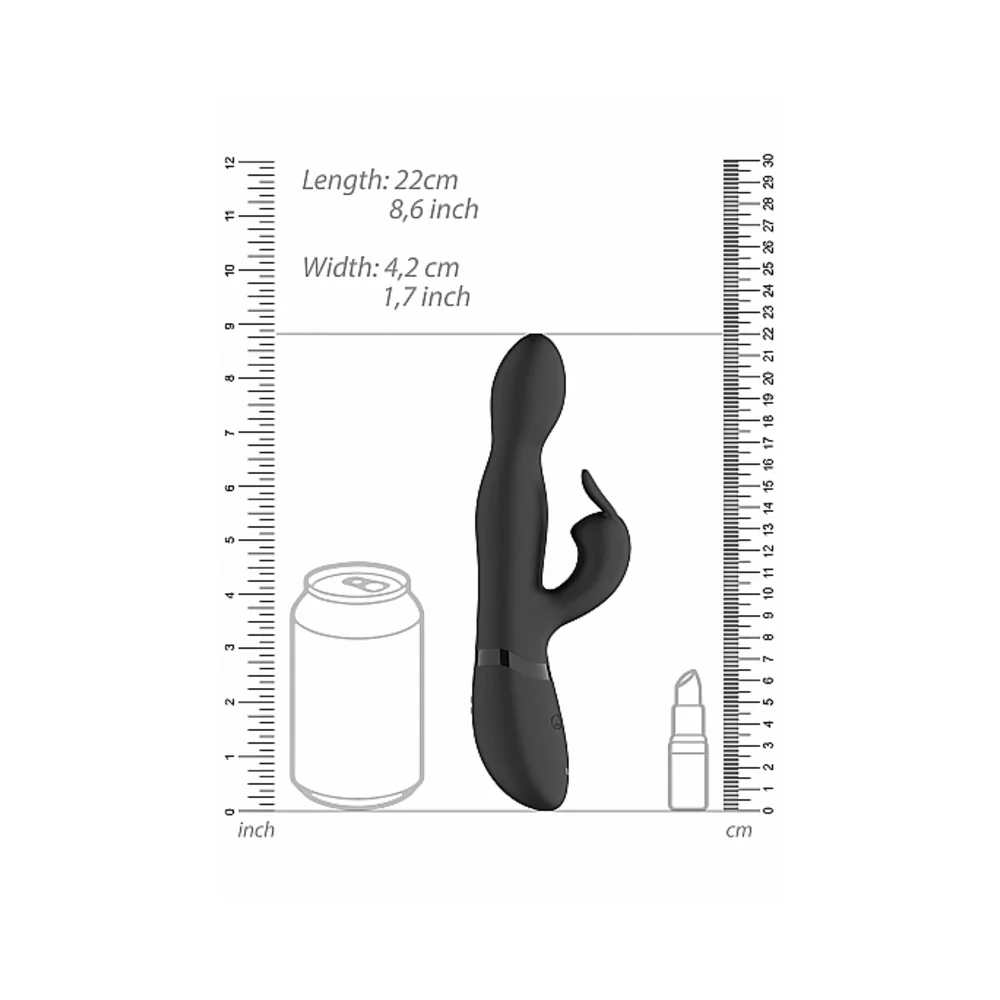 VIVE NIVA Rechargeable 360° Rotating Silicone Rabbit Vibrator Black - Image 11