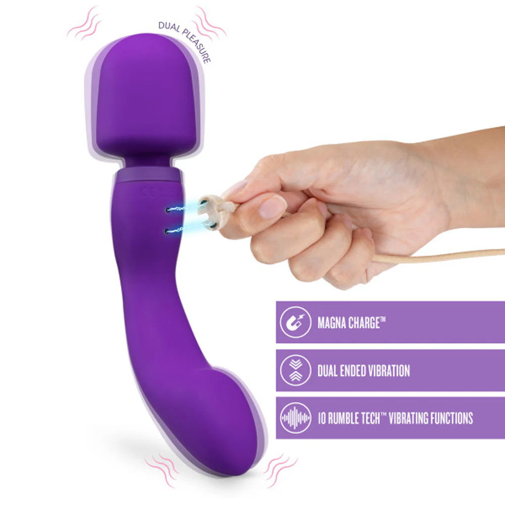 Wellness Dual Sense Rechargeable Silicone Dual Ended G-Spot & Wand Vibrator Purple - Image 8