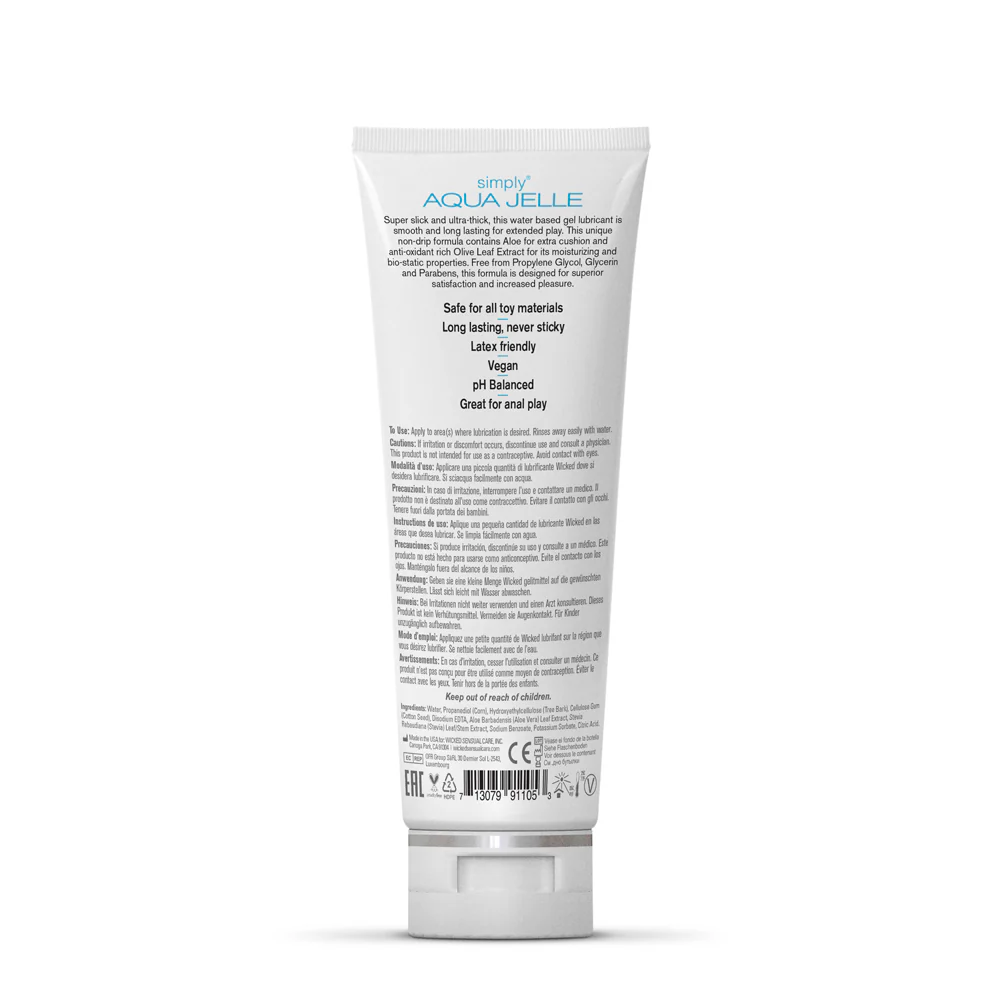 Wicked Simply Aqua Jelle Water Based Lubricant 4 oz. - Image 2