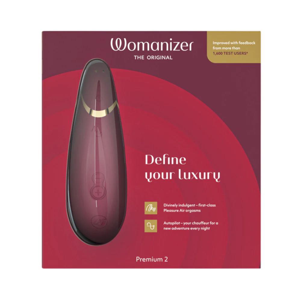 Womanizer Premium 2 Rechargeable Silicone Luxurious Pleasure Air Clitoral Stimulator Bordeaux - Image 13