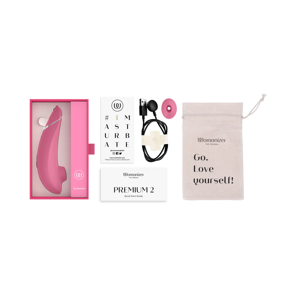 Womanizer Premium 2 Rechargeable Silicone Luxurious Pleasure Air Clitoral Stimulator Raspberry - Image 10