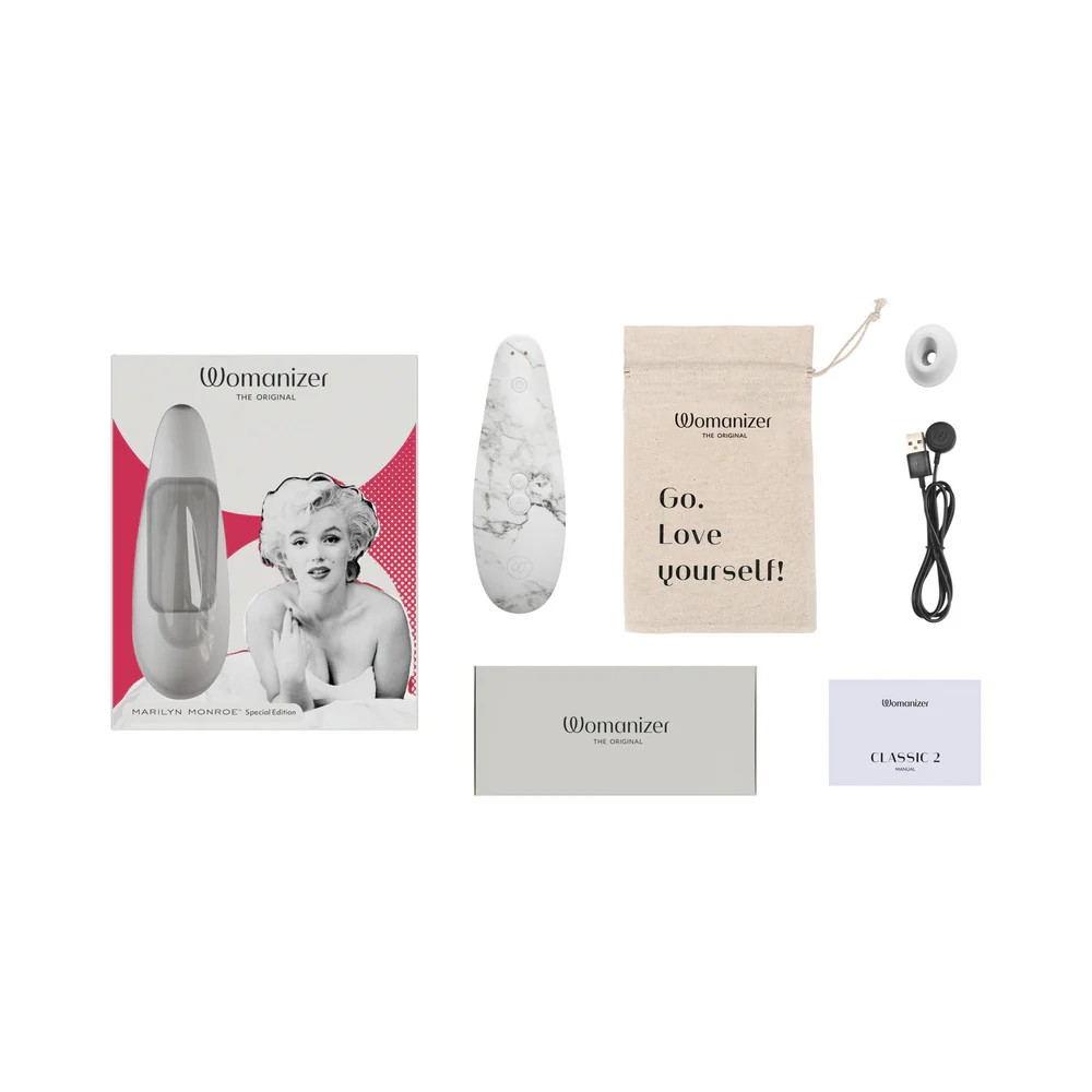 Womanizer x Marilyn Monroe Classic 2 Special Edition Pleasure Air Clitoral Stimulator White Marble - Image 11