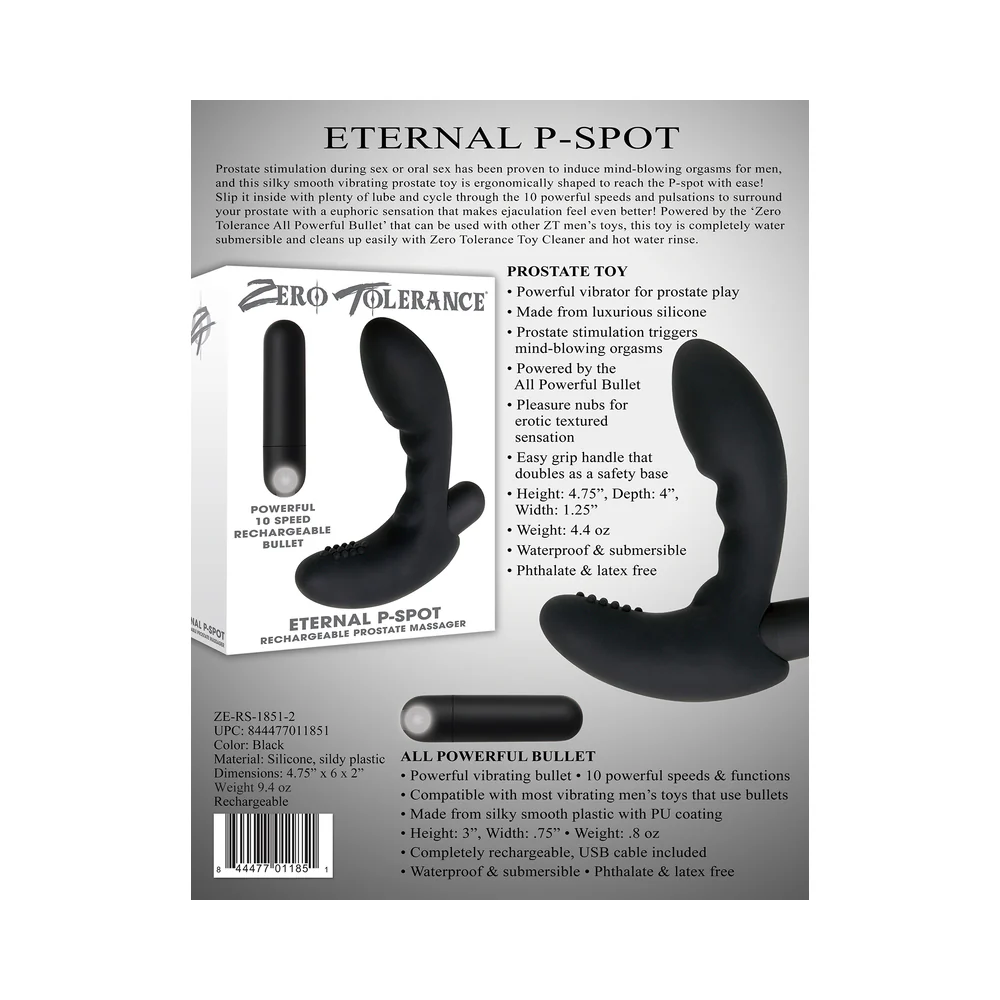 Zero Tolerance Eternal P-Spot Rechargeable Vibrating Prostate Massager Black - Image 13