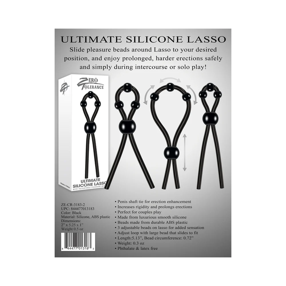 Zero Tolerance Ultimate Silicone Lasso Adjustable Cockring Black - Image 8