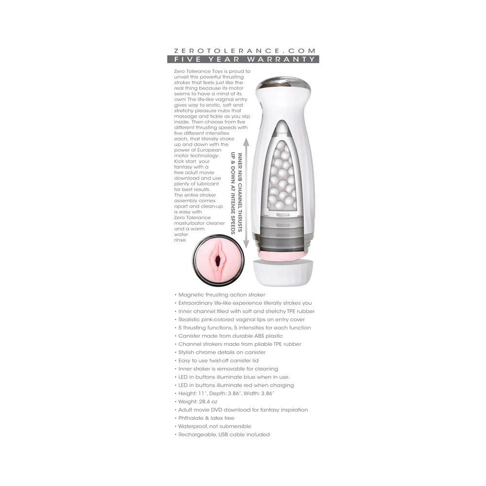 Zero Tolerance Rechargeable Thrusting Stroker With Movie Download White - Image 13